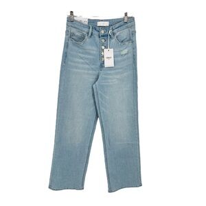 VERVET Olivia Wide Leg Button Fly Light Wash Denim Jeans Sz 28 High Waist Casual